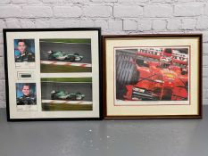 A mixed lot of framed motor racing pictures,