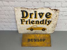 Dunlop, a printed yellow tin, folding forecourt sign,&nbsp;