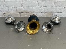 Klaxonet Brass Car Horn and Two Chrome Horns (3)