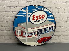 Esso Dealer Garage Circular Enamel Sign