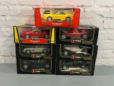 Seven 1:18 Scale Boxed Burago Model Cars