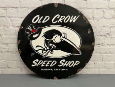 Old Crow Speed Shop Circular Enamel Sign