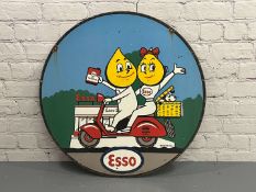 Esso Mr and Mrs Drip Circular Enamel Sign