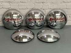 Five Chevrolet Chrome Dome Hub Caps