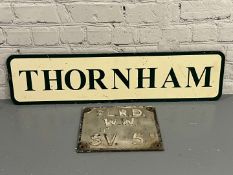 Thornham Village Sign and Cast Aluminium Water Main Sign (2)