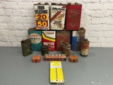 Two Boxes of Vintage Oil Cans and Duckhams Thermometer&nbsp;