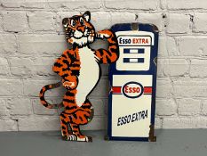 Esso Extra Tiger and Petrol Pump Enamel Sign