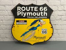 Route 66 Plymouth Road Runner Enamel Shield Sign