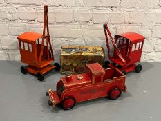 Two Tri-ang Cranes, Boxed Mettoy Bedford Tipper Truck Etc