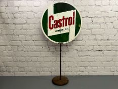 Castrol Aluminium Circular Sign on Cast Stand&nbsp;