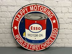 Esso Motor Oil “Happy Motoring” Circular Enamel Sign&nbsp;