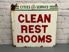 Clean Restrooms Enamel Sign