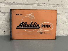 Aladdin Pink Paraffin Enamel Flange Sign
