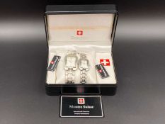 MOTRE SUISSE, gents & ladies, stainless steel wristwatches,