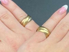 2 x Russian Wedding Rings, triple bands, 9K