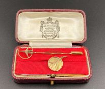 MERCEDES-BENZ, unmarked yellow metal fob pendant and tiepin