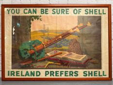 SHELL, 1930's, “You Can Be Sure of Shell - Ireland Prefers Shell” framed poster