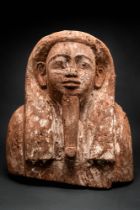 LARGE EGYPTIAN WOODEN SARCOPHAGUS MASK