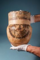 EGYPTIAN PAINTED ALABASTER CERIMONIAL JAR