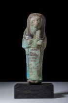 EGYPTIAN BICHROME FAIENCE USHABTI