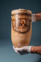 MAGNIFICENT EGYPTIAN PAINTED ALABASTER CERIMONIAL JAR