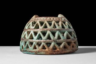 LARGE EGYPTIAN FAIENCE MODEL OF A BASKET