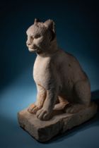 RARE LIFE-SIZE EGYPTIAN STONE CAT / SEKHMET