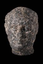 RARE EGYPTIAN GRANITE HEAD OF A MALE VOTARY