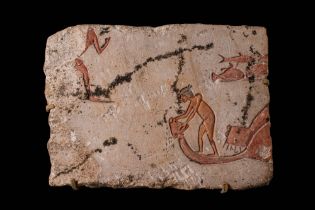 EGYPTIAN LIMESTONE RELIEF WITH NILOTIC SCENE