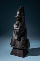 EGYPTIAN BASALT BUST OF A FEMALE PHARAOH