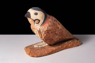 EGYPTIAN PAINTED WOODEN FALCON/HORUS