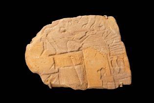 EGYPTIAN SANDSTONE RELIEF DEPICTING AN OFFERING SCENE