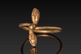 PTOLEMAIC HIGH KARAT GOLD DOUBLE SNAKE RING