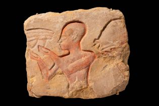 EGYPTIAN SANDSTONE RELIEF WITH WORSHIPPER