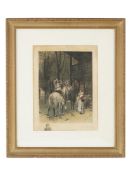 FRENCH PIECE ON SILK AFTER JEAN LOUIS MEISSONIER
