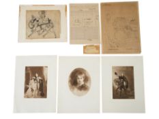 ASSORTED VINTAGE ITEMS PRINTS LITHOGRAPH DRAWING