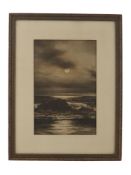 ANTIQUE NIGHT SEASCAPE OFFSET LITHOGRAPH