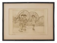 VTG JAPANESE ETCHING BY GERMAN ARTIST WILLY SEILER