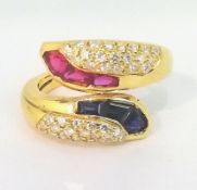 Rubin Saphir Brillant Damenring
