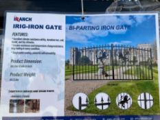 IRANCH IRIG-IRON BI-PARTING GATE; APPROXIMATE DIMENSIONS 135.35 IN X 1.57 IN X 86.61 IN; APPROXIM...