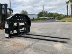 UNUSED 2025 GIYI SIDE SHIFT FORK ATTACHMENT MODEL GY D-CYHC FOR SKID STEER, APPROX 5FT FORKS, APP...