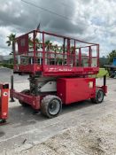 2015MEC ROUGH TERRAIN SCISSOR LIFT MODEL 4069ERT; ELECTRIC, APPROX PLATFORM HEIGHT 40 FT, BUILT IN