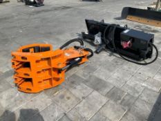 UNUSED LANDHONOR ROCK AND TREE HAND ATTACHMENT MODEL RTH-13-2000G FOR UNIVERSAL SKID STEER, CONTROL