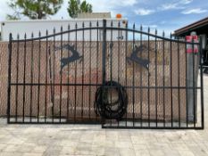 ( 1 ) SET OF UNUSED 14FT BI PARTING WROUGHT IRON GATES, 7FT EACH PIECE (14FT TOTAL WIDTH). 2 PIECES