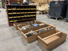 LAWSON METAL INDUSTRIAL HARDWARE CABINET; APPROXIMATELY 35 IN L X 12 IN W X 22 IN T