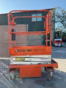 2018 SNORKEL PUSH AROUND SCISSOR LIFT MODEL S3010P, ELECTRIC, APPROX MAX PLATFORM HEIGHT 10FT, NO...