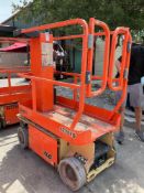 2015 JLG MANLIFT MODEL 1230ES, ELECTRIC, APPROX MAX PLATFORM HEIGHT 12FT, NON MARKING TIRES, BUILT