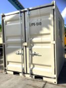 9FT OFFICE / STORAGE CONTAINER, FORK POCKETS WITH SIDE DOOR ENTRANCE & SIDE WINDOW APPROX 99'' T x