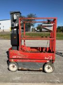 SKYJACK MANLIFT MODEL SJ12, ELECTRIC, APPROX MAX PLATFORM HEIGHT 12FT, NON MARKING TIRES