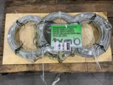 UNUSED GALVANIZED WIRE ROPE WITH G70 HOOKS, 6614LBS, DIA 3/8in X 20FT L, 3PCS,